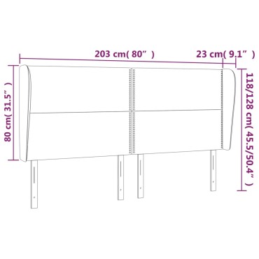 vidaXL Κεφαλάρι με Πτερύγια Μαύρο203x23x118/128cm Υφασμάτινο 1 τεμ.