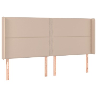 vidaXL Κεφαλάρι με Πτερύγια Καπουτσίνο 183x16x118/128cm Συνθ. Δέρμα 1 τεμ.