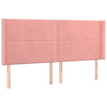 vidaXL Κεφαλάρι με Πτερύγια Ροζ 203x16x118/128cm Βελούδινο 1 τεμ.