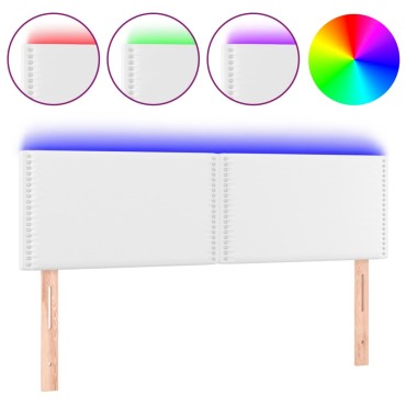 vidaXL Κεφαλάρι Κρεβατιού LED Λευκό 144x5x78/88cm Συνθετ. Δέρμα 1 τεμ.