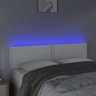vidaXL Κεφαλάρι Κρεβατιού LED Λευκό 144x5x78/88cm Συνθετ. Δέρμα 1 τεμ.