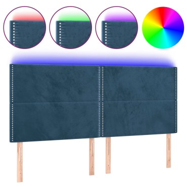 vidaXL Κεφαλάρι Κρεβατιού LED Σκούρο Μπλε 160x5x118/128cm Βελούδινο 1 τεμ.