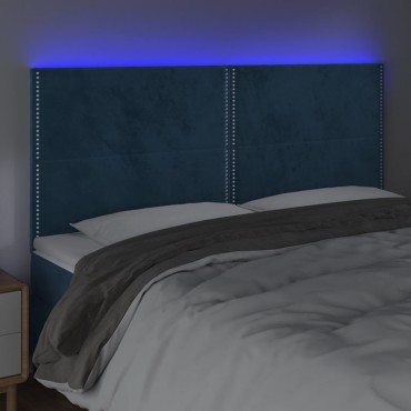 vidaXL Κεφαλάρι Κρεβατιού LED Σκούρο Μπλε 160x5x118/128cm Βελούδινο 1 τεμ.