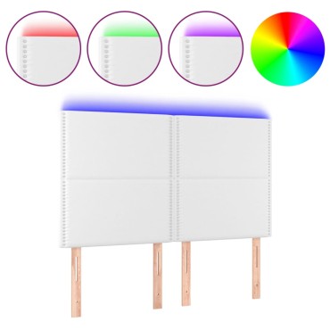 vidaXL Κεφαλάρι Κρεβατιού LED Λευκό 144x5x118/128 εκ 1 τεμ.