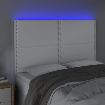 vidaXL Κεφαλάρι Κρεβατιού LED Λευκό 144x5x118/128 εκ 1 τεμ.