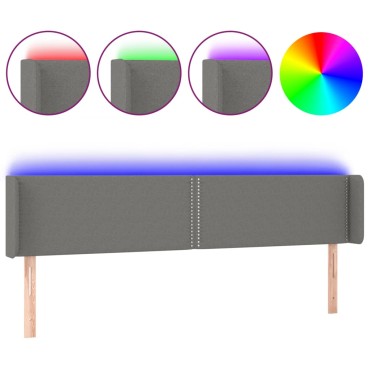 vidaXL Κεφαλάρι Κρεβατιού LED Σκούρο Γκρι 183x16x78/88cm Υφασμάτινο 1 τεμ.