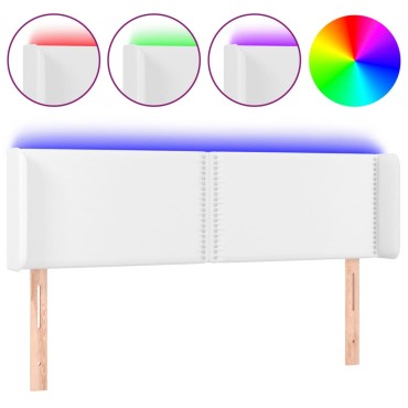 vidaXL Κεφαλάρι Κρεβατιού LED Λευκό 147x16x78/88cm Συνθετ. Δέρμα 1 τεμ.