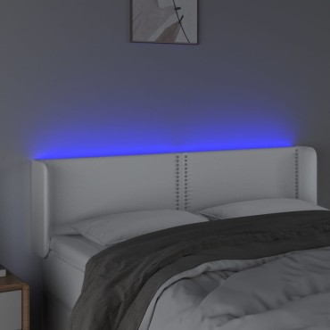 vidaXL Κεφαλάρι Κρεβατιού LED Λευκό 147x16x78/88cm Συνθετ. Δέρμα 1 τεμ.