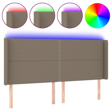 vidaXL Κεφαλάρι Κρεβατιού LED Taupe 163x16x118/128cm Υφασμάτινο 1 τεμ.