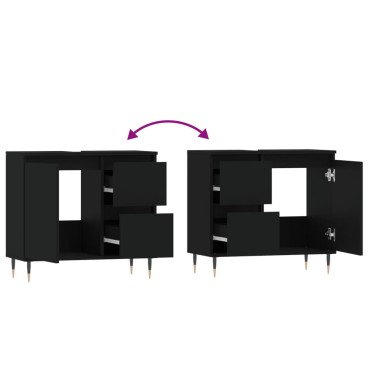 vidaXL Ντουλάπι Μπάνιου Μαύρο 65x33x60cm Επεξεργασμένο Ξύλο 1 τεμ.