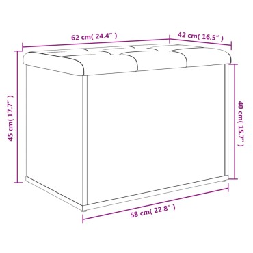 vidaXL Παγκάκι Αποθήκευσης Μαύρο 62x42x45cm από Επεξεργασμένο Ξύλο 1 τεμ.