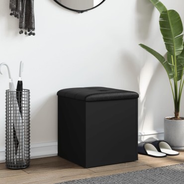 vidaXL Παγκάκι Αποθήκευσης Μαύρο 42x42x45cm από Επεξεργασμένο Ξύλο 1 τεμ.