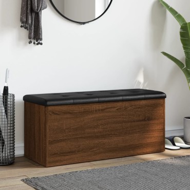 vidaXL Παγκάκι Αποθήκευσης Καφέ Δρυς 102x42x45cm από Επεξ. Ξύλο 1 τεμ.