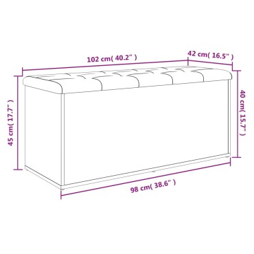 vidaXL Παγκάκι Αποθήκευσης Καφέ Δρυς 102x42x45cm από Επεξ. Ξύλο 1 τεμ.