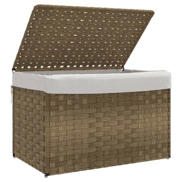 vidaXL Καλάθι Πλυντηρίου με Καπάκι 55,5 x 35 x 34 εκ. από Συνθ. Ρατάν