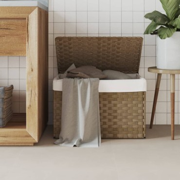 vidaXL Καλάθι Πλυντηρίου με Καπάκι 55,5 x 35 x 34 εκ. από Συνθ. Ρατάν