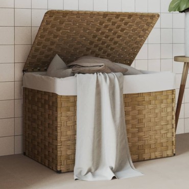 vidaXL Καλάθι Πλυντηρίου με Καπάκι 55,5 x 35 x 34 εκ. από Συνθ. Ρατάν