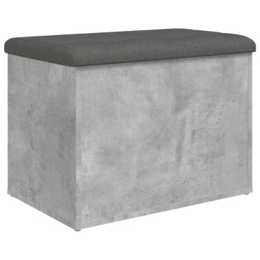 vidaXL Παγκάκι Αποθήκευσης Γκρι Σκυροδεμ. 62x42x45cm Επεξεργ. Ξύλο 1 τεμ.