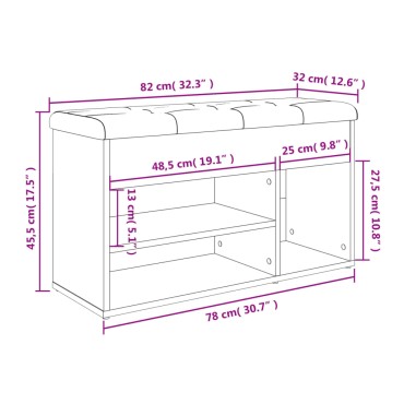 vidaXL Παπουτσοθήκη Γκρι Σκυρ. 82x32x45,5cm από Επεξεργασμένο Ξύλο 1 τεμ.