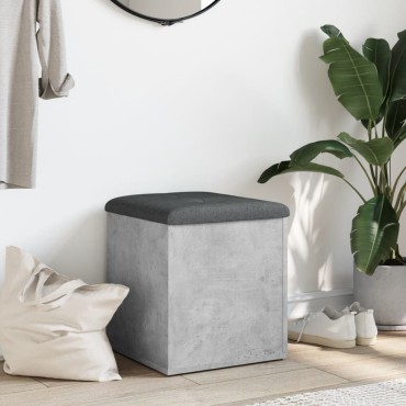 vidaXL Παγκάκι Αποθήκευσης Γκρι Σκυροδεμ. 42x42x45cm Επεξεργ. Ξύλο 1 τεμ.