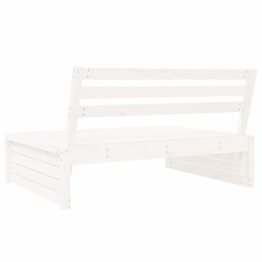 vidaXL Καναπές Κήπου Μεσαίος Λευκός 120x80cm από Μασίφ Ξύλο Πεύκου 1 τεμ. Γωνιακός