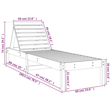 vidaXL Ξαπλώστρες 2 τεμ. 199,5x60x74cm από Μασίφ Ξύλο Ψευδοτσούγκας