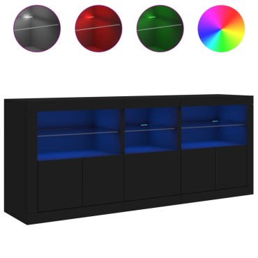 vidaXL Μπουφές με Φώτα LED Μαύρος 162x37x67cm 1 τεμ.