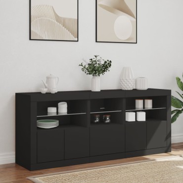 vidaXL Μπουφές με Φώτα LED Μαύρος 162x37x67cm 1 τεμ.