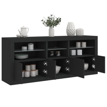 vidaXL Μπουφές με Φώτα LED Μαύρος 162x37x67cm 1 τεμ.