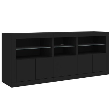 vidaXL Μπουφές με Φώτα LED Μαύρος 162x37x67cm 1 τεμ.
