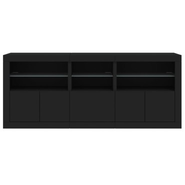 vidaXL Μπουφές με Φώτα LED Μαύρος 162x37x67cm 1 τεμ.