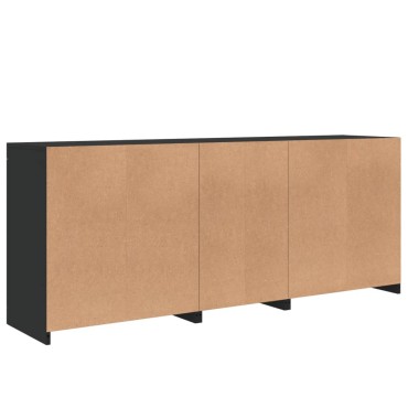 vidaXL Μπουφές με Φώτα LED Μαύρος 162x37x67cm 1 τεμ.