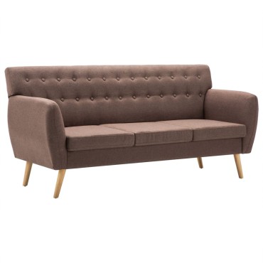 vidaXL Καναπές Τριθέσιος Καφέ 172x70x82cm Υφασμάτινη Ταπετσαρία 1 τεμ.