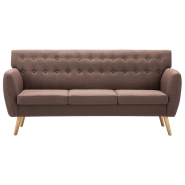 vidaXL Καναπές Τριθέσιος Καφέ 172x70x82cm Υφασμάτινη Ταπετσαρία 1 τεμ.