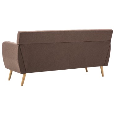 vidaXL Καναπές Τριθέσιος Καφέ 172x70x82cm Υφασμάτινη Ταπετσαρία 1 τεμ.