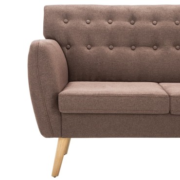 vidaXL Καναπές Τριθέσιος Καφέ 172x70x82cm Υφασμάτινη Ταπετσαρία 1 τεμ.
