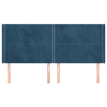 vidaXL Κεφαλάρι με Πτερύγια Σκούρο Μπλε163x16x118/128cm Βελούδινο 1 τεμ.