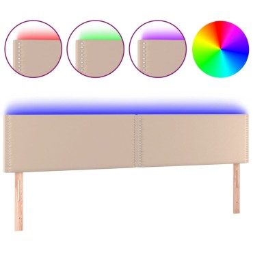 vidaXL Κεφαλάρι Κρεβατιού LED Καπουτσίνο 180x5x78/88cm Συνθετ. Δέρμα 1 τεμ.