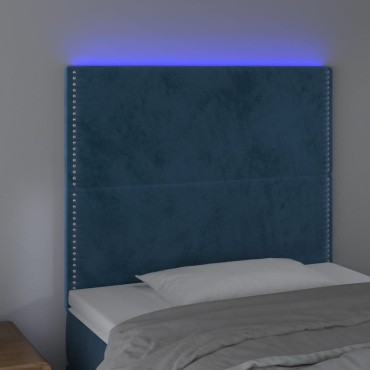 vidaXL Κεφαλάρι Κρεβατιού LED Σκούρο Μπλε 80x5x118/128cm Βελούδινο 1 τεμ.
