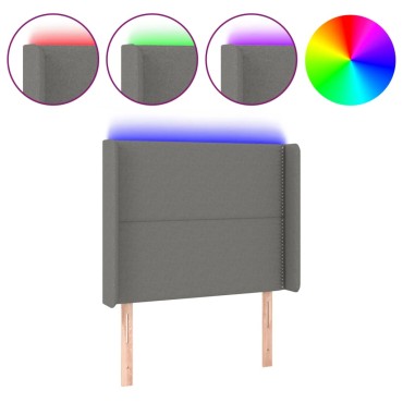 vidaXL Κεφαλάρι Κρεβατιού LED Σκούρο Γκρι 93x16x118/128cm Υφασμάτινο 1 τεμ.