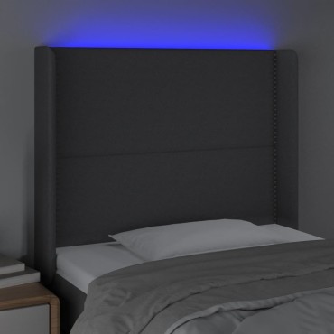 vidaXL Κεφαλάρι Κρεβατιού LED Σκούρο Γκρι 93x16x118/128cm Υφασμάτινο 1 τεμ.