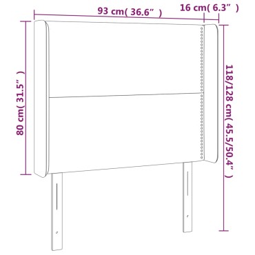 vidaXL Κεφαλάρι Κρεβατιού LED Σκούρο Γκρι 93x16x118/128cm Υφασμάτινο 1 τεμ.