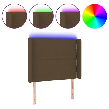 vidaXL Κεφαλάρι Κρεβατιού LED Σκούρο Καφέ 93x16x118/128cmΥφασμάτινο 1 τεμ.