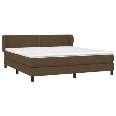 vidaXL Κρεβάτι Boxspring με Στρώμα Σκούρο Καφέ 160x200 εκ Υφασμάτινο