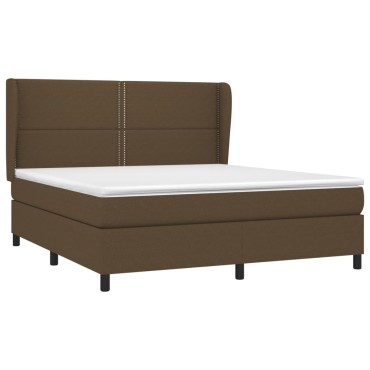 vidaXL Κρεβάτι Boxspring με Στρώμα Σκούρο Καφέ 160x200 εκ Υφασμάτινο