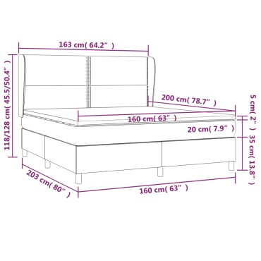 vidaXL Κρεβάτι Boxspring με Στρώμα Σκούρο Μπλε 160x200 εκ. Βελούδινο
