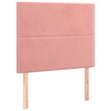 vidaXL Κρεβάτι Boxspring με Στρώμα Ροζ 100x200 εκ. Βελούδινο