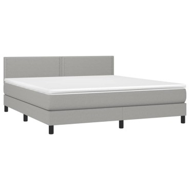 vidaXL Κρεβάτι Boxspring με Στρώμα & LED Αν.Γκρι 160x200 εκ Υφασμάτινο