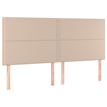 vidaXL Κρεβάτι Boxspring Στρώμα&LED Καπουτσίνο 180x200 εκ. Συνθ. Δέρμα