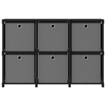 vidaXL Ραφιέρα με 6 Κύβους & Κουτιά Μαύρη 103x30x72,5cm Υφασμάτινη 1 τεμ.